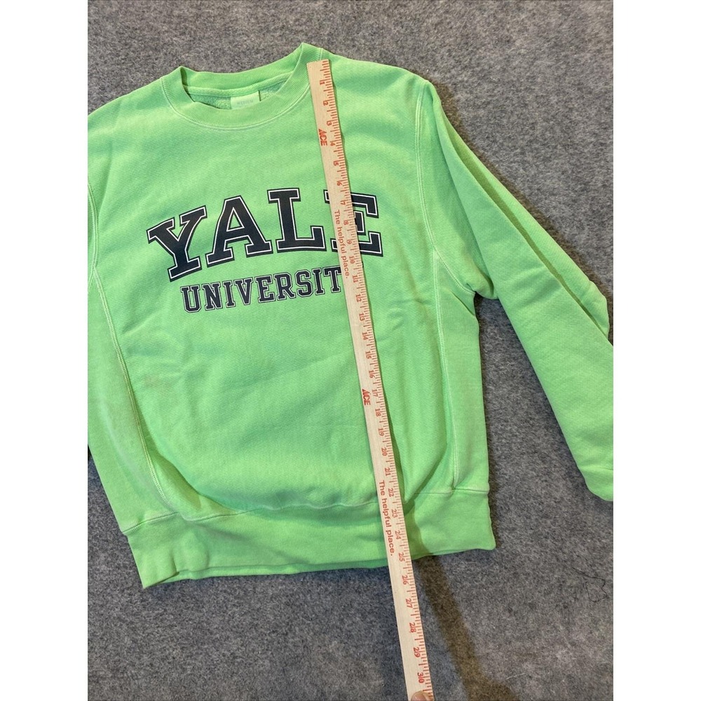 Vintage 90's Yale University Champion Reverse Weave Sweater Size M Lime Green - Picture 9 of 11